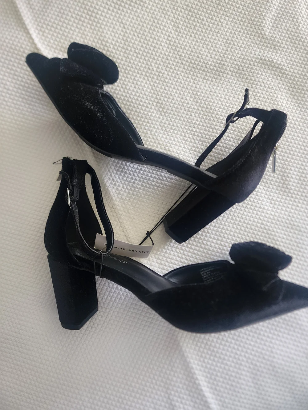 Lane Bryant Black Velvet Pointed-Toe Heels with Rosette